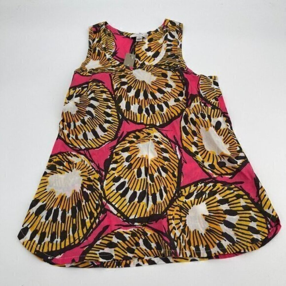 J Crew Tank Top 00 Womens Kiwi Pink Yellow Tank Top Casual Sleeveless New
